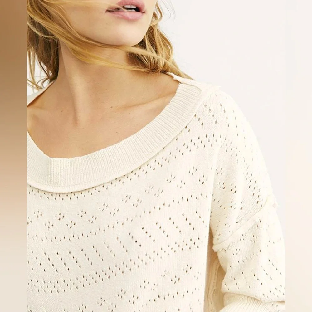 Free People Off White Crop Top Sweater